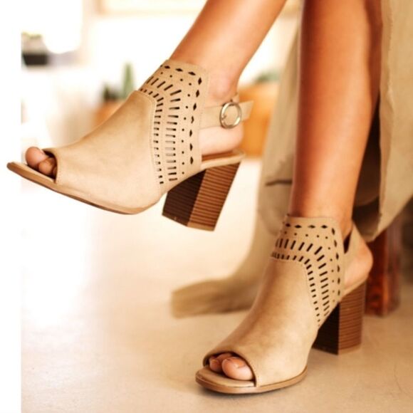 Qupid Caris Beige Brown Snake Mule Sling Back - Picture 3 of 8